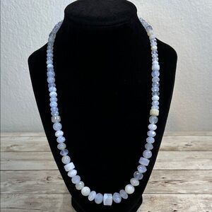 Jay King Vintage Blue Lace Agate Stone Beaded Necklace stamped DTR 925
